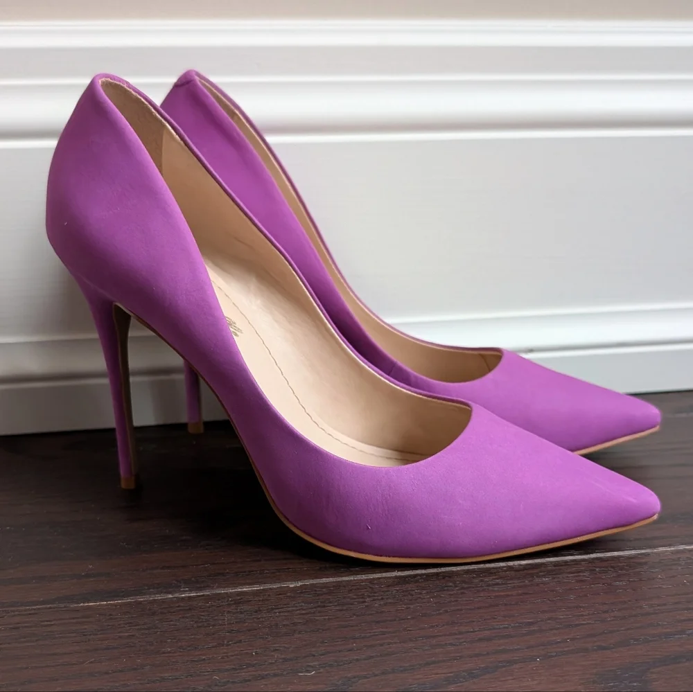 L'Intervalle purple leather stilletto pointed toe heels - Picture 3 of 7